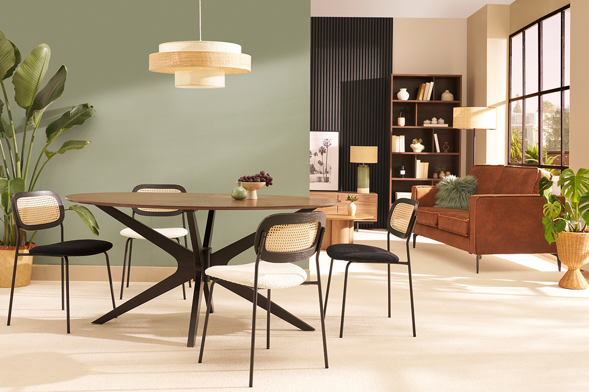 Table � manger design ovale noyer L160 cm DIELLI