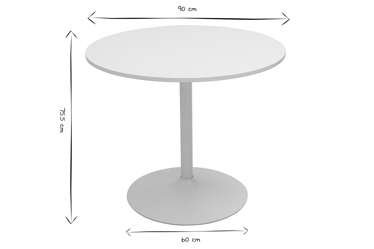 Table � manger design ronde blanche D90 cm CALISTA