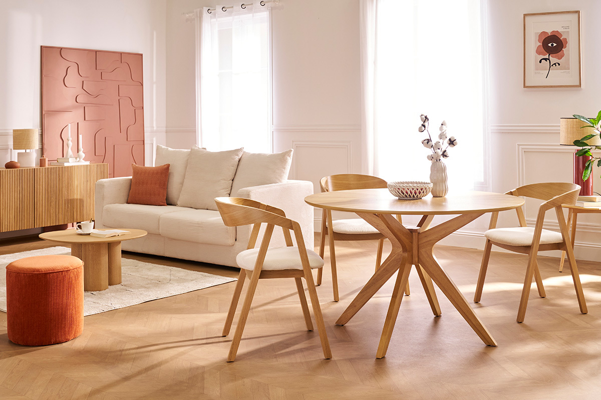 Table � manger design ronde ch�ne D120 cm DIELLI