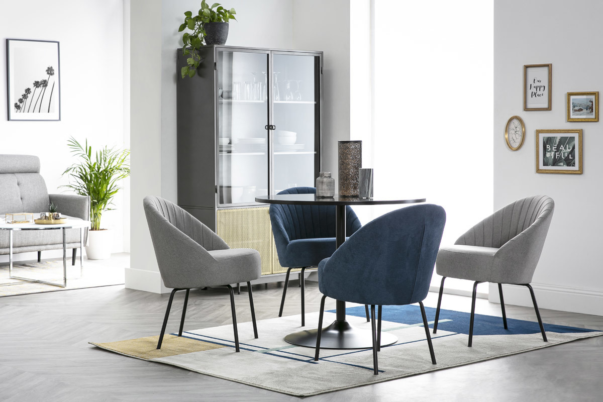 Table � manger design ronde noire D90 cm CALISTA