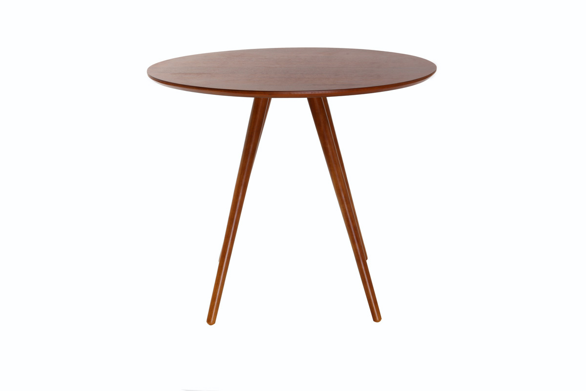 Table � manger ronde design noyer D90 ARTIK vue de 3/4