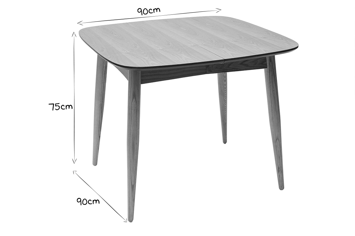 Table � manger extensible carr�e en bois clair L90-130 cm NORDECO
