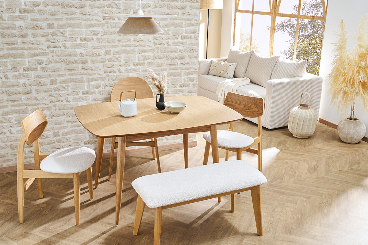 Table � manger extensible carr�e en bois clair L90-130 cm NORDECO
