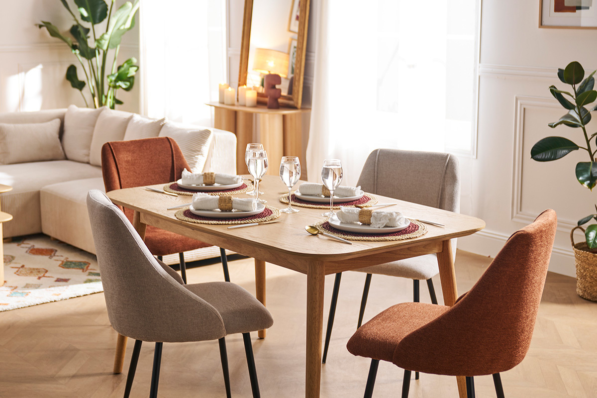 Table � manger extensible carr�e en bois clair L90-130 cm NORDECO