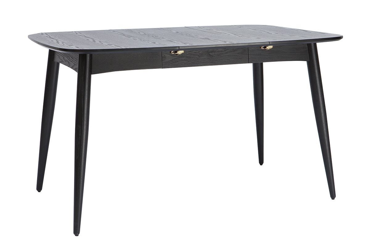 Table � manger extensible en bois noir NORDECO vue de 3/4.