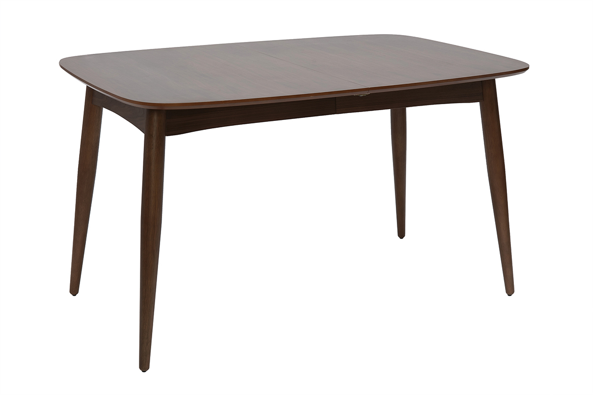 Table � manger extensible NORDECO en noyer, longueur 130-190 cm, vue de 3/4