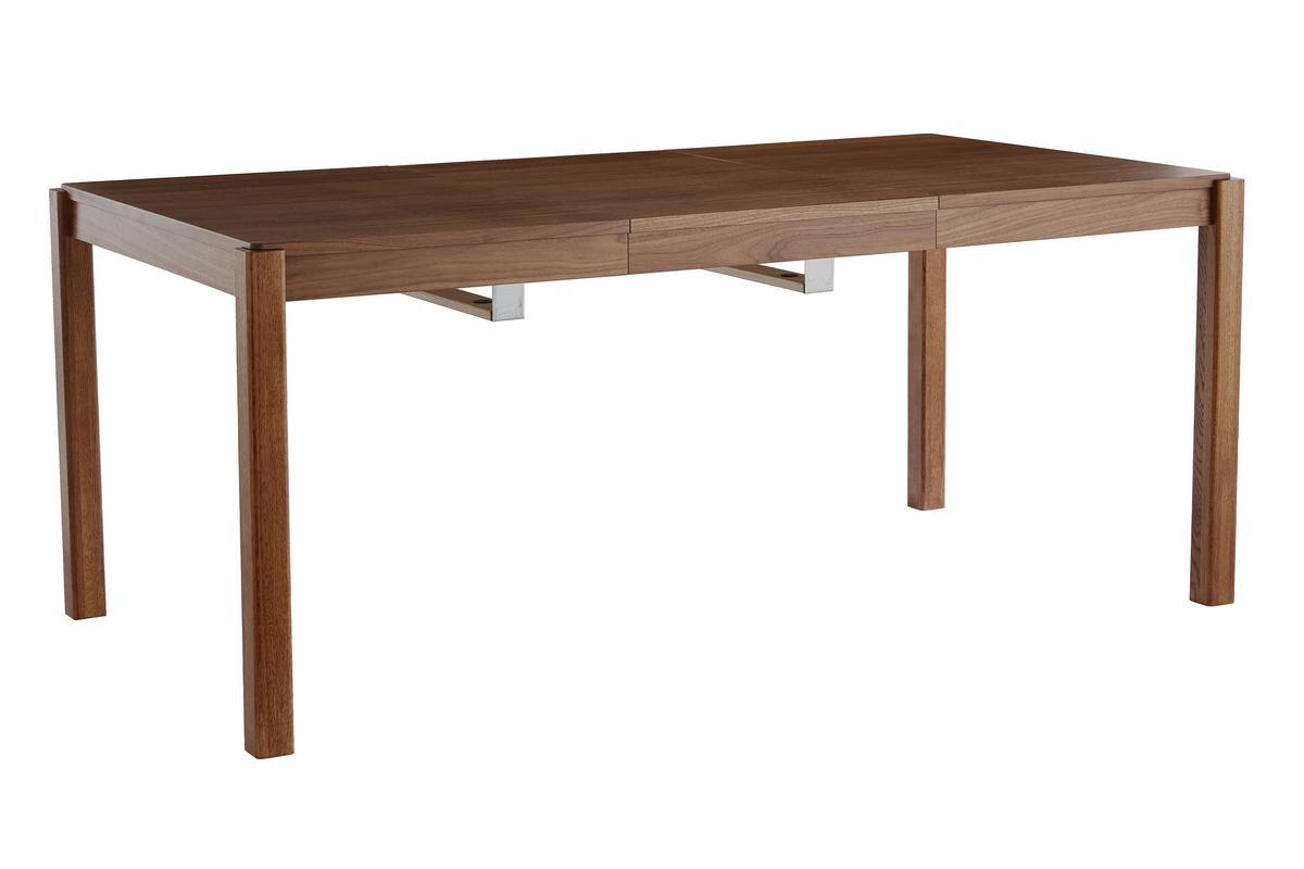 Table � manger extensible rallonges int�gr�es en bois fonc� noyer rectangulaire L125-238 cm AGALI