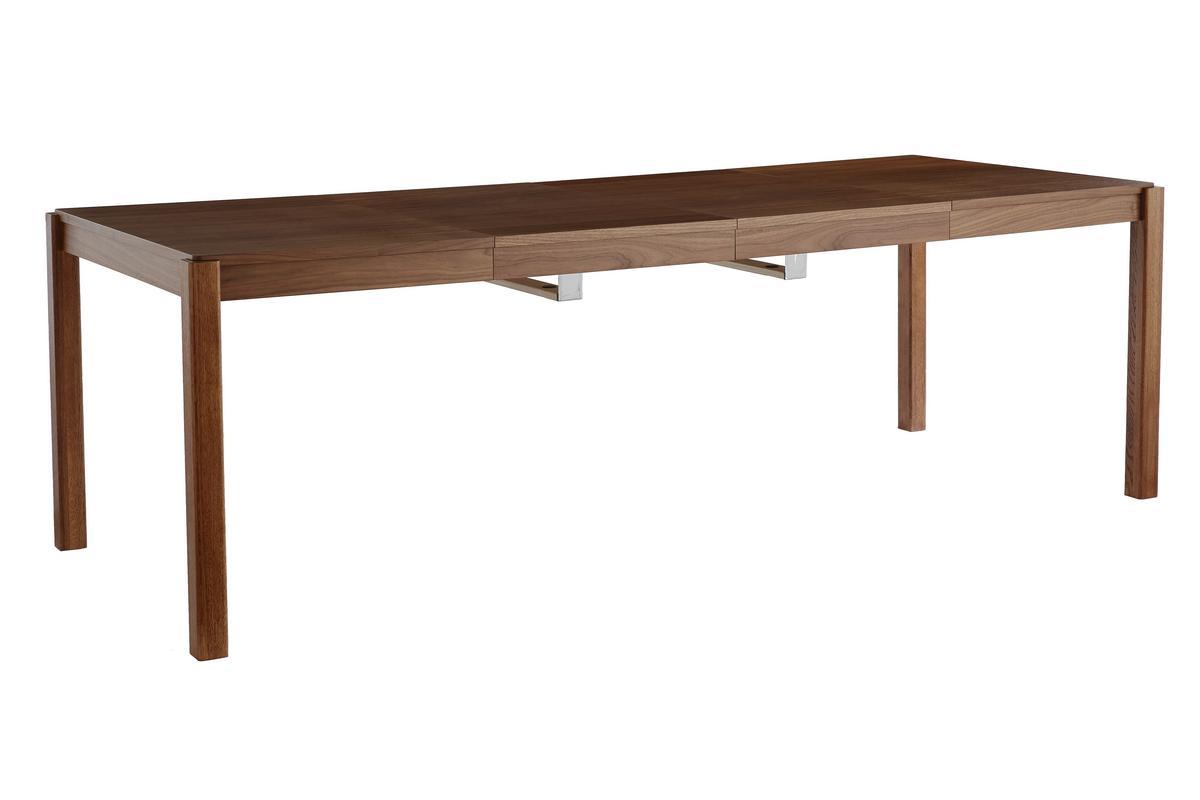 Table � manger extensible rallonges int�gr�es en bois fonc� noyer rectangulaire L125-238 cm AGALI