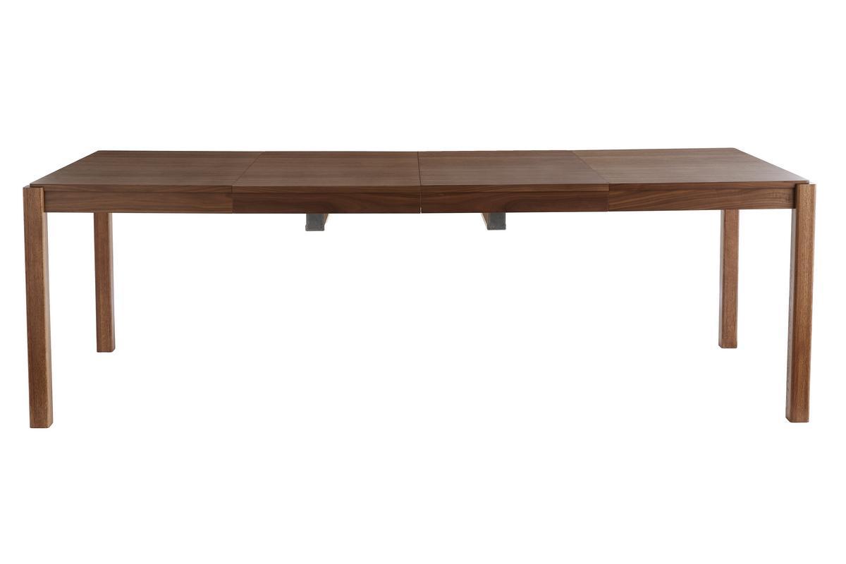 Table � manger extensible rallonges int�gr�es en bois fonc� noyer rectangulaire L125-238 cm AGALI