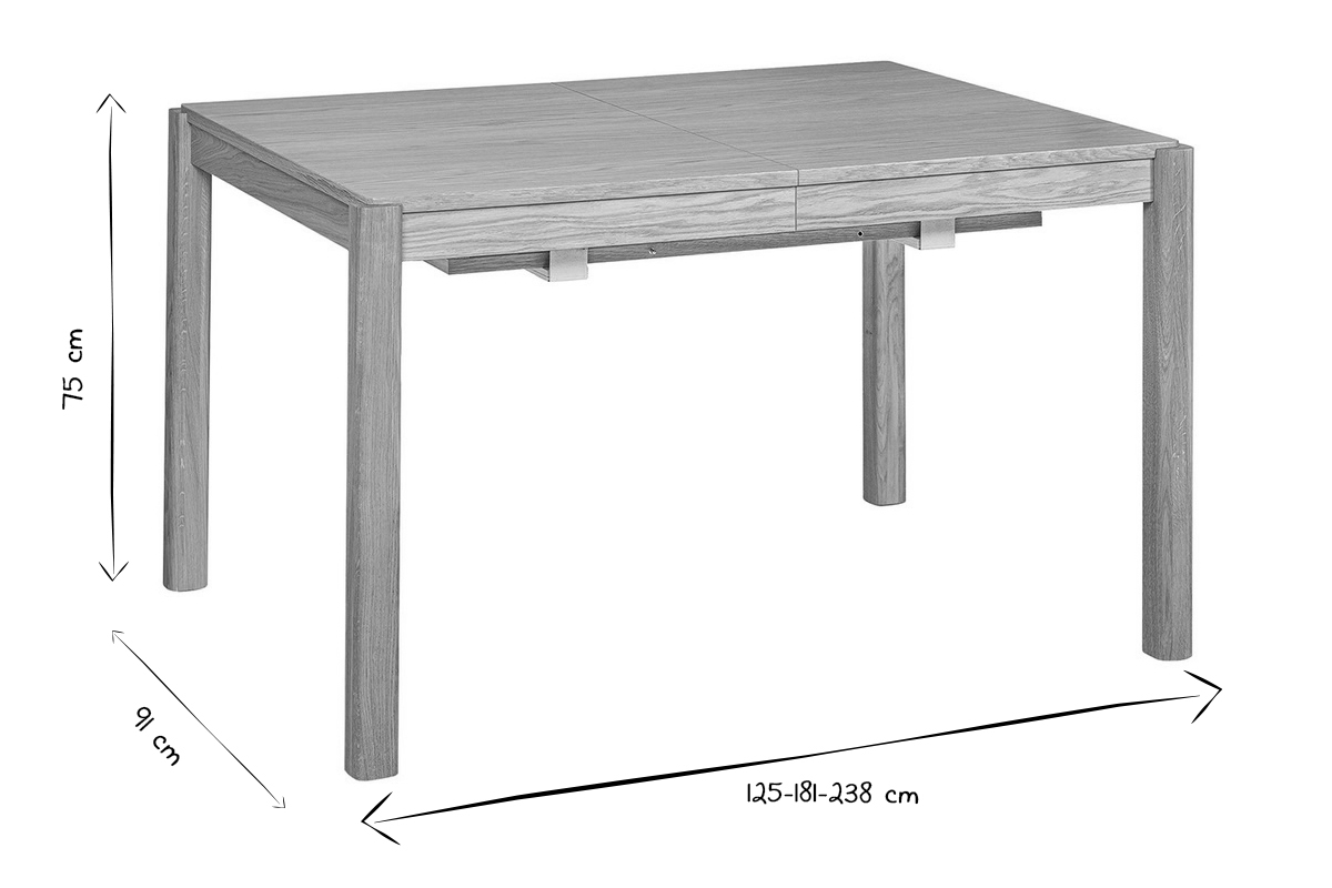 Table � manger extensible rallonges int�gr�es en bois fonc� noyer rectangulaire L125-238 cm AGALI