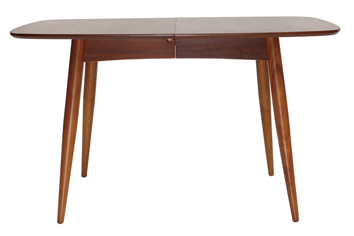 Table � manger extensible rectangulaire en bois fonc� L130-160 cm NORDECO, vue de face.