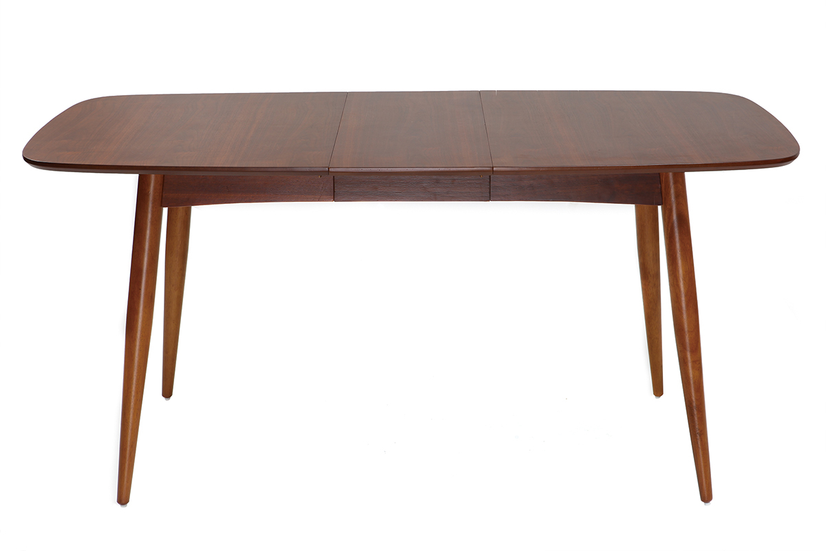 Table � manger extensible rectangulaire en bois fonc� L130-160 cm NORDECO vue de face