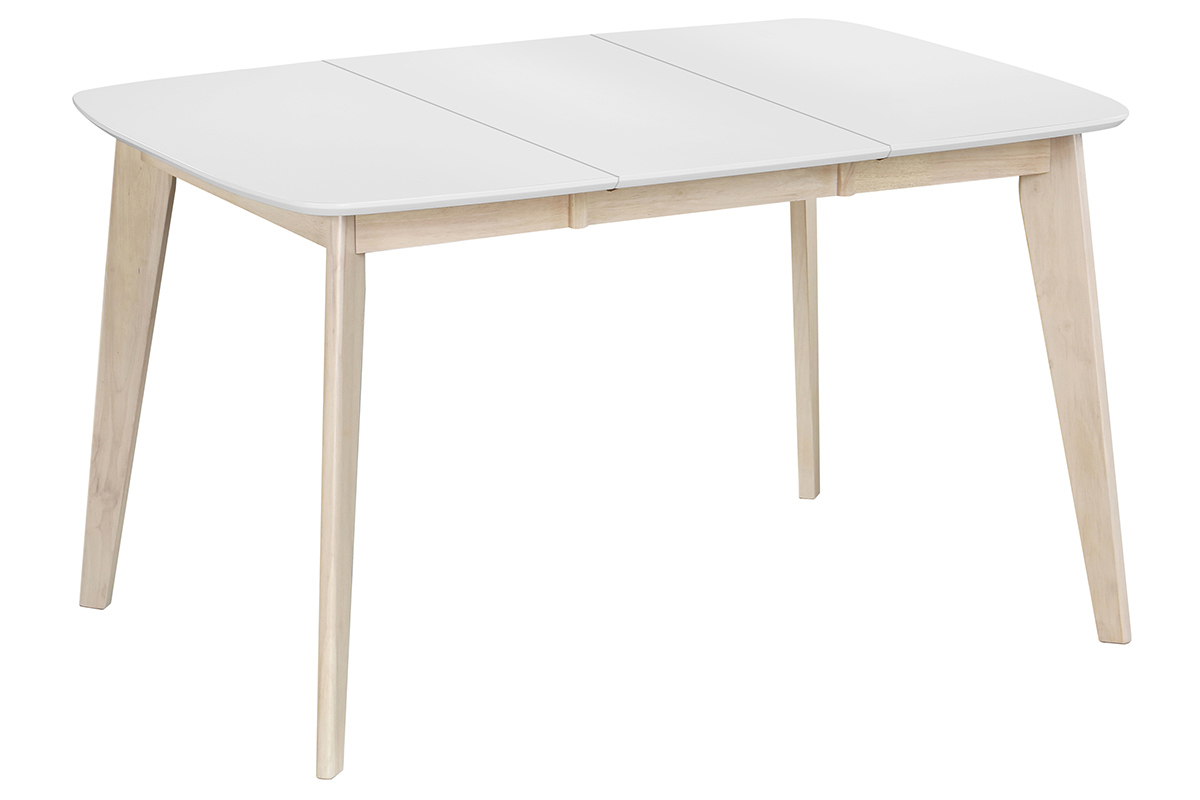 Table � manger extensible scandinave carr�e blanche et bois L90-130 cm LEENA