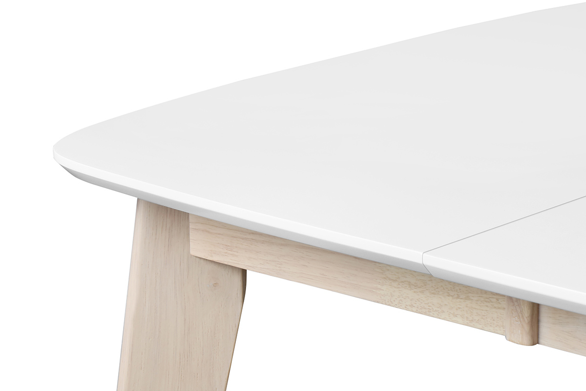 Table � manger extensible scandinave carr�e blanche et bois L90-130 cm LEENA