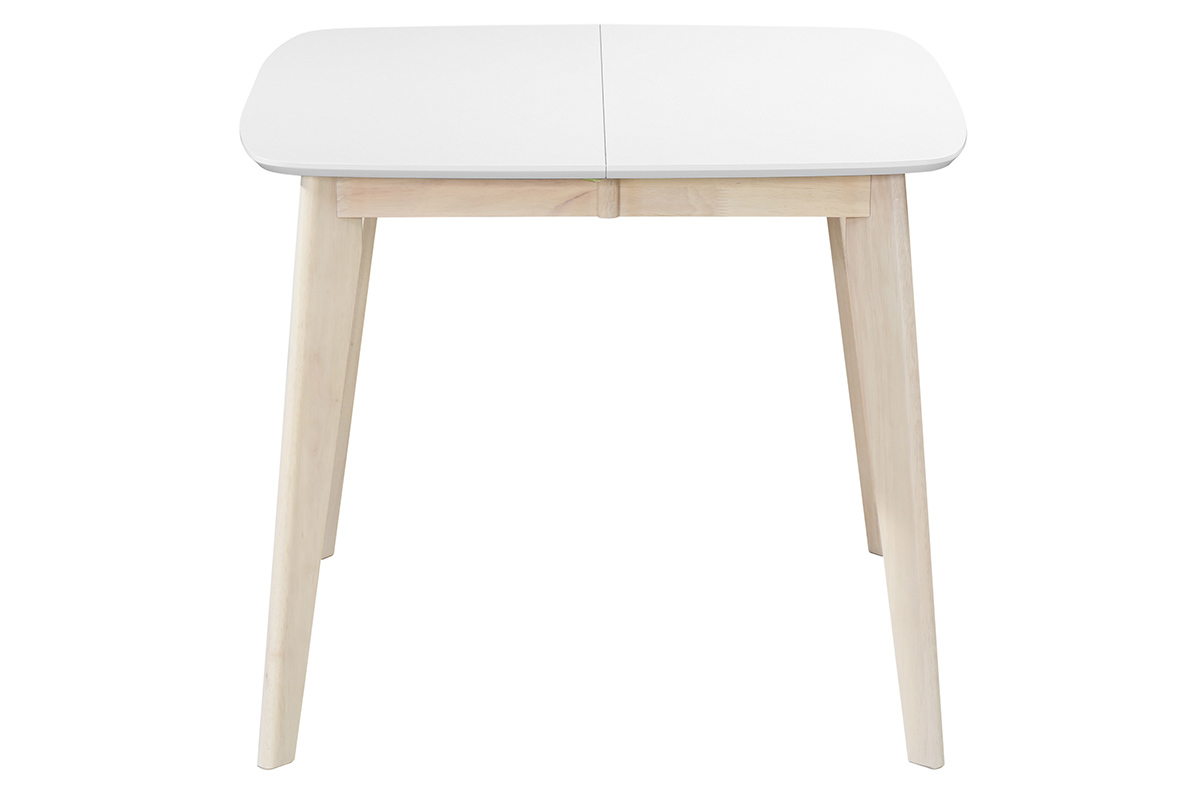 Table � manger extensible scandinave carr�e blanche et bois L90-130 cm LEENA