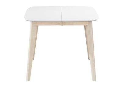 Table &agrave; manger extensible scandinave carr&eacute;e blanche et bois L90-130 cm LEENA