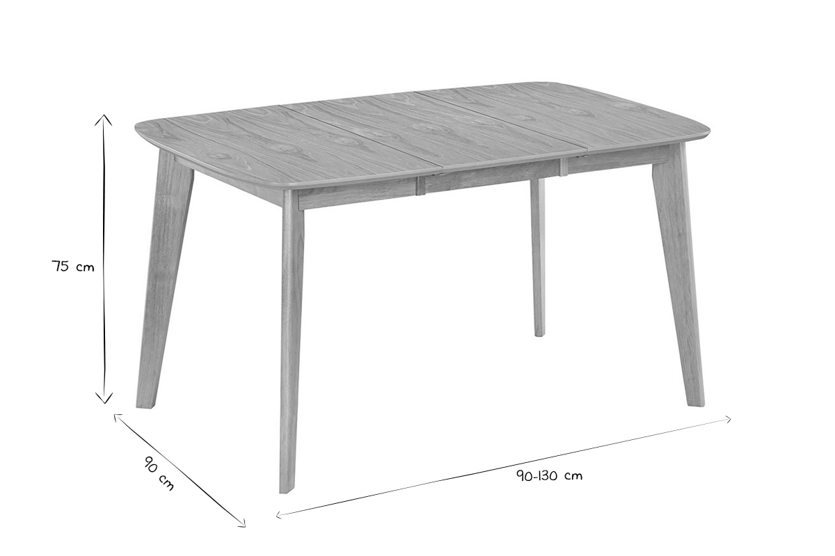 Table � manger extensible scandinave carr�e placage ch�ne L90-130 cm LEENA