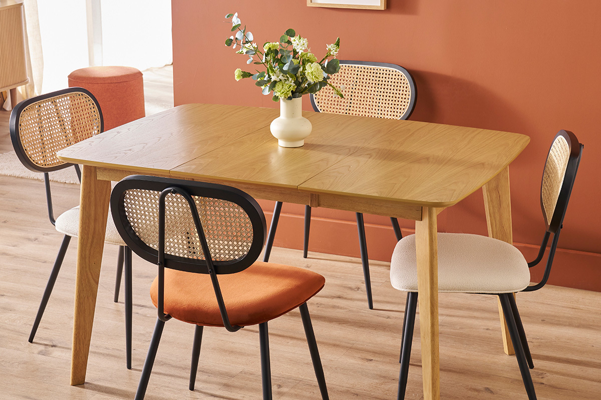 Table � manger extensible scandinave carr�e placage ch�ne L90-130 cm LEENA