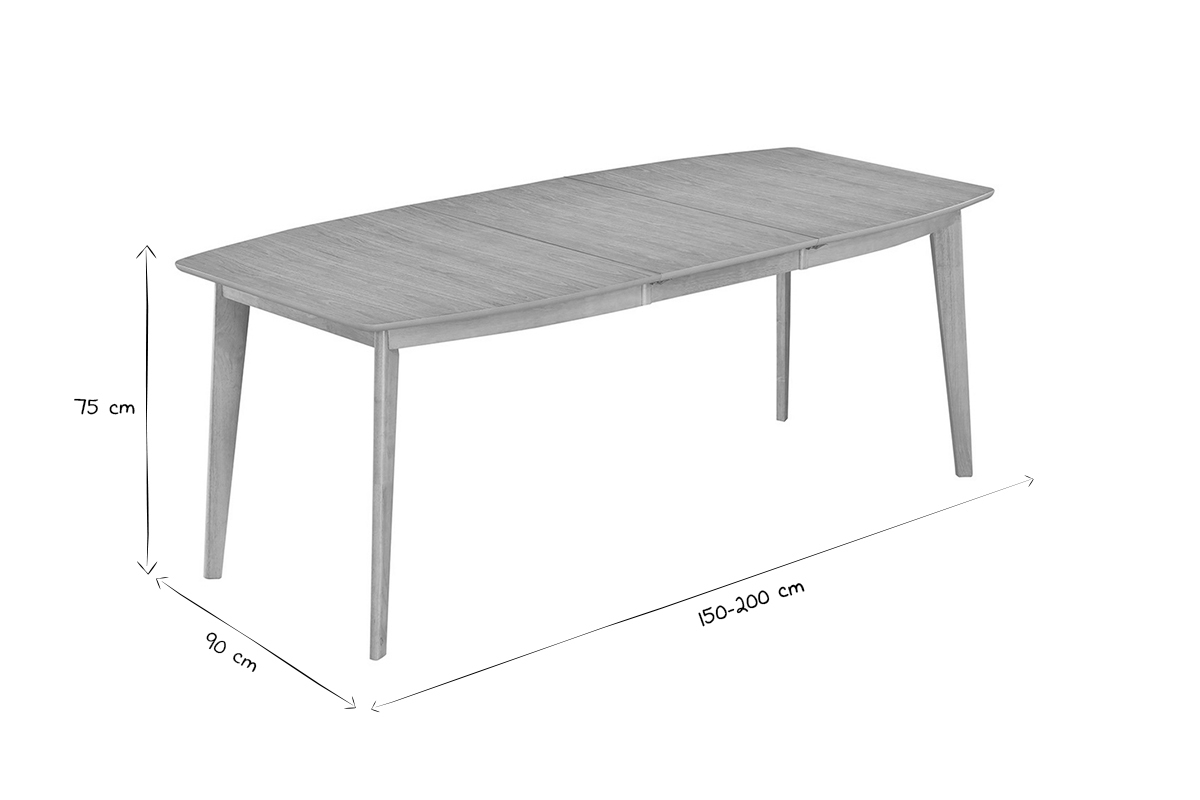 Table � manger extensible scandinave en bois clair L150-200 LEENA
