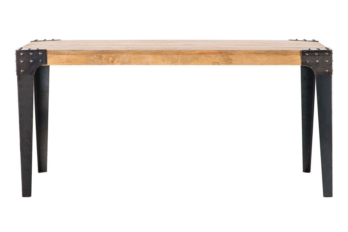 Table � manger industrielle acier et bois manguier massif L160 cm MADISON