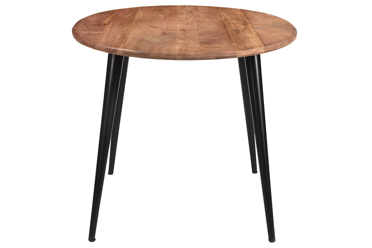 Table � manger ovale en bois massif et m�tal noir L160 cm OBALI