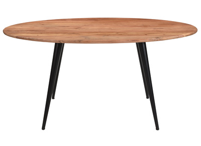 Table &agrave; manger ovale en bois massif et m&eacute;tal noir L160 cm OBALI