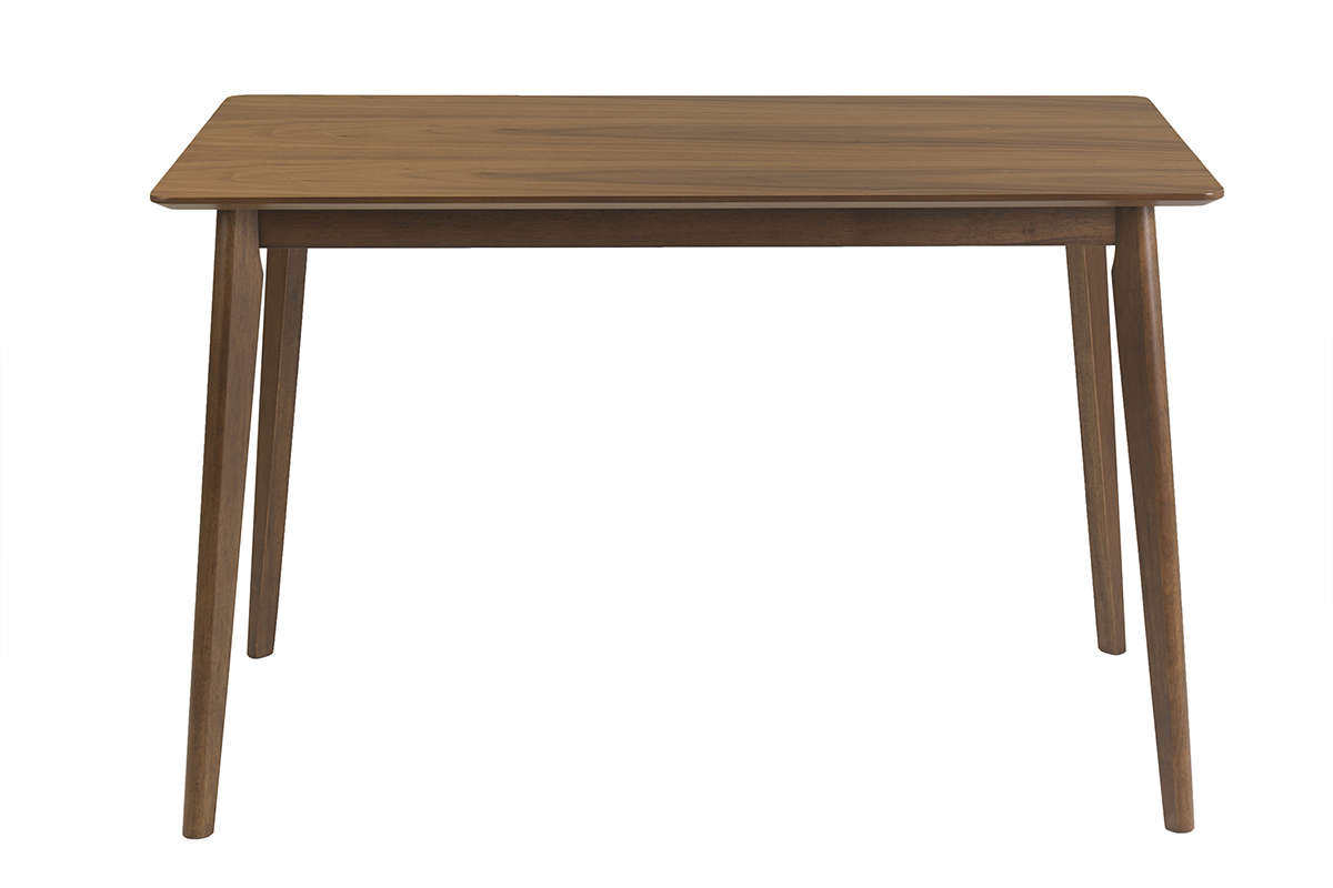 Table � manger rectangulaire en bois fonc� noyer, vue de face