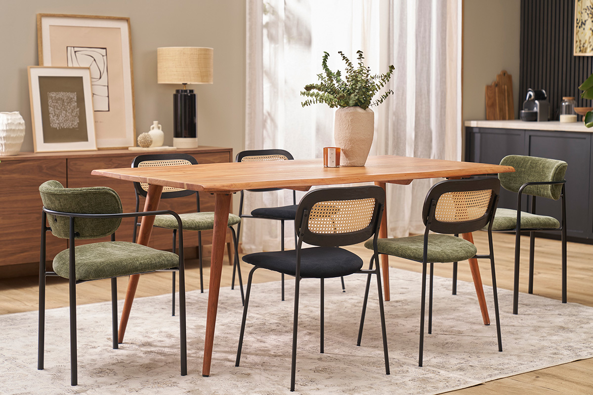 Table � manger rectangulaire en bois massif L175 cm SAVANA