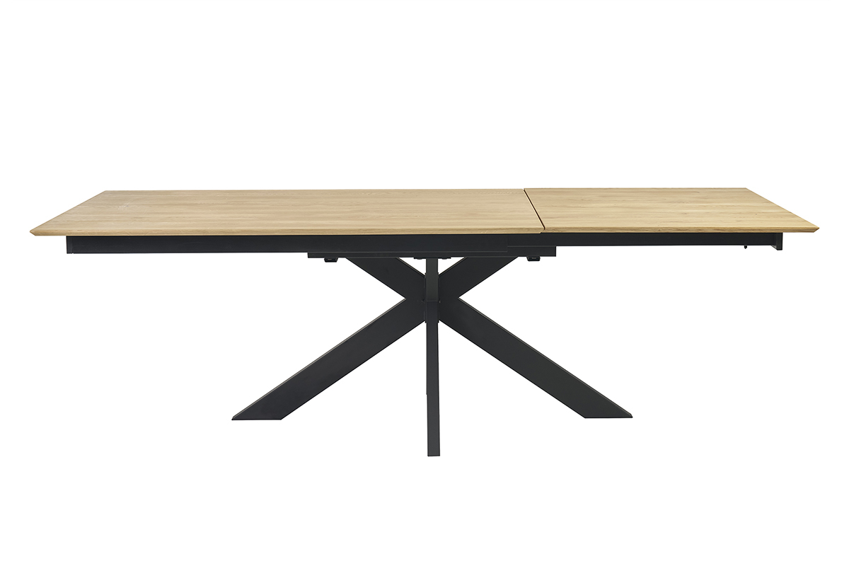 Table � manger extensible en ch�ne massif avec pied en croix, vue de face.