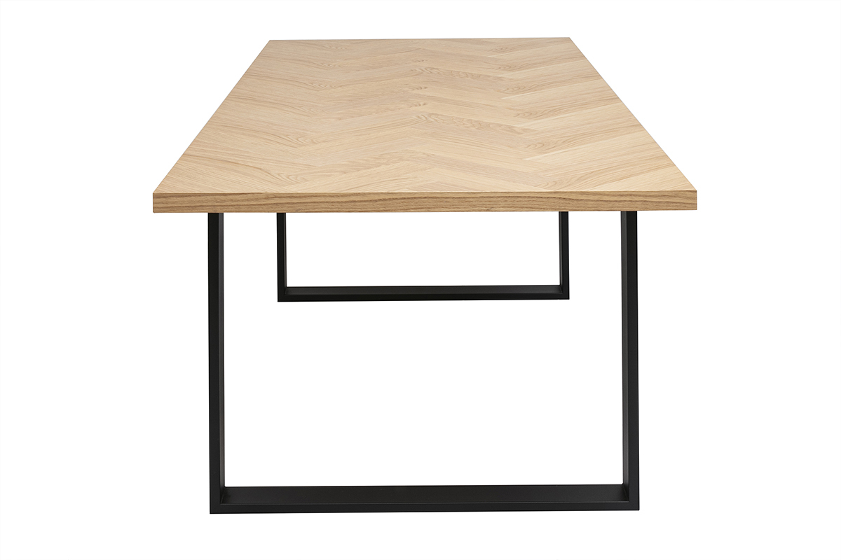 Table � manger rectangulaire finition bois ch�ne et m�tal noir L200 cm MAGDA