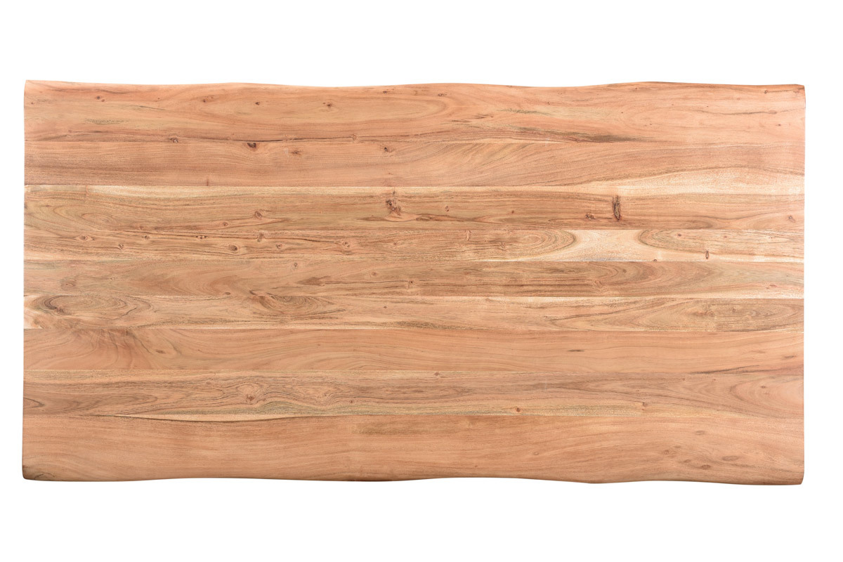 Table � manger rectangulaire en bois massif, vue de dessus.
