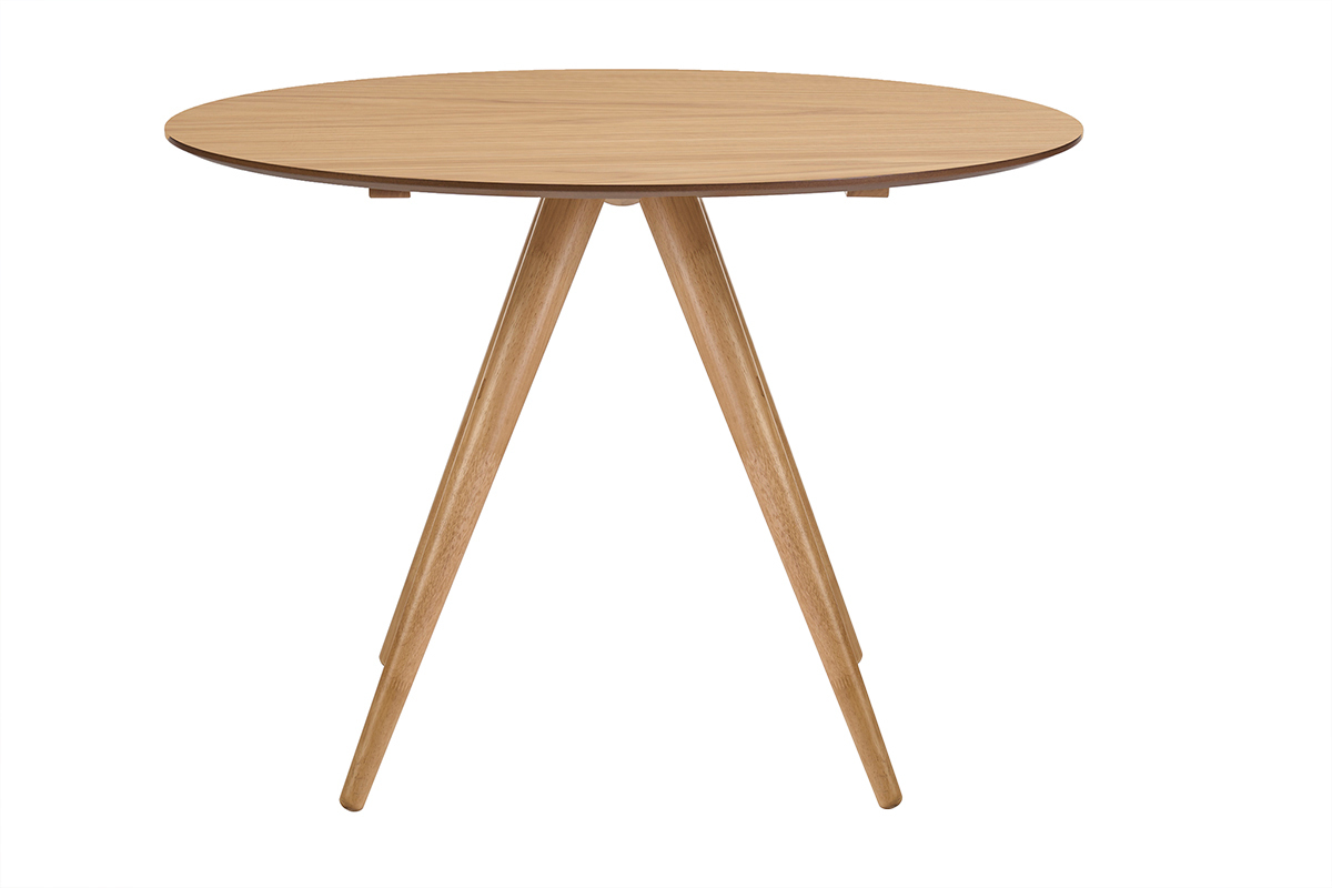 Table � manger ronde design en bois clair fr�ne D106 cm WALFORD