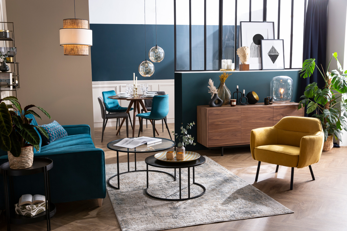 Table � manger ronde design noyer D106 cm WALFORD
