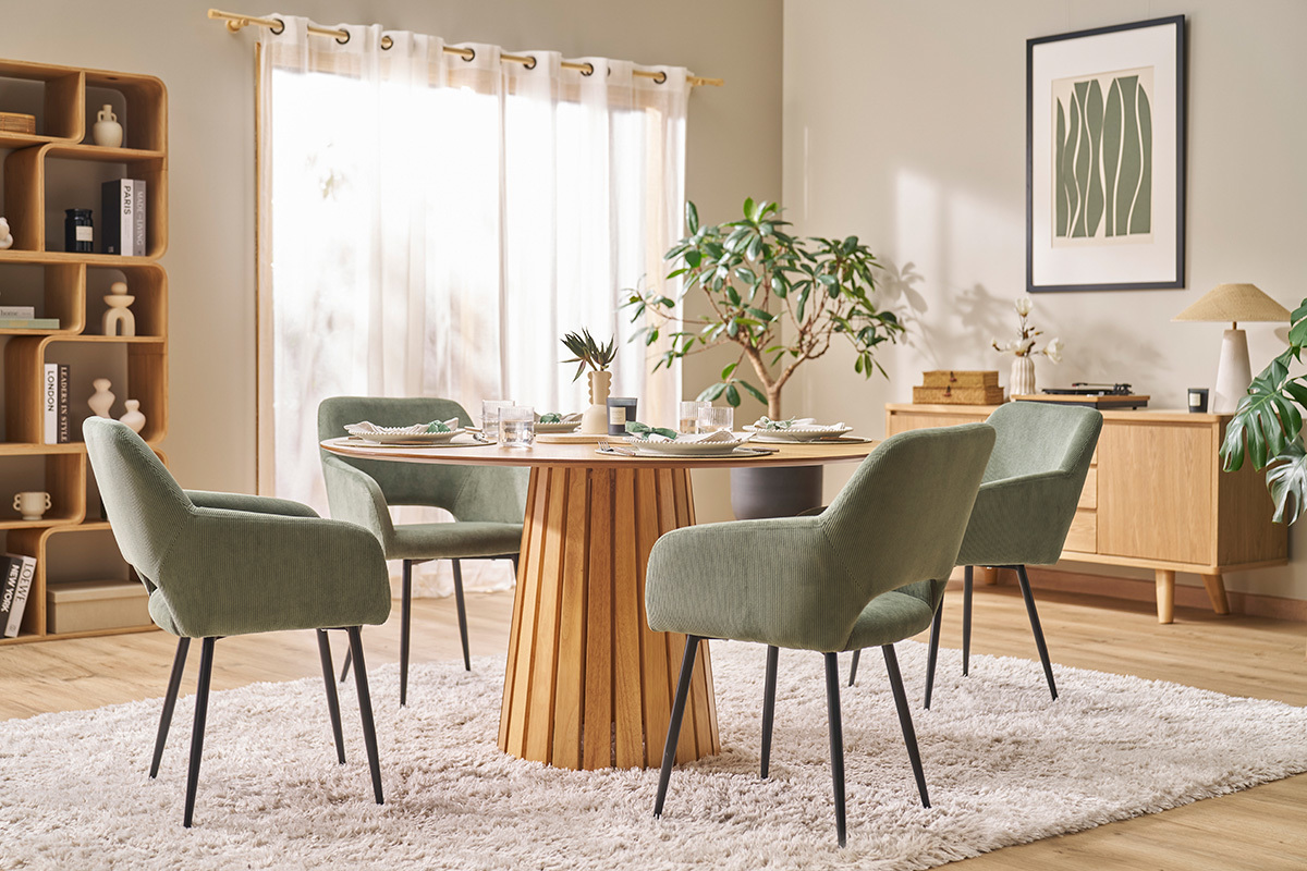 Table � manger ronde en bois clair ch�ne D137 cm DITA