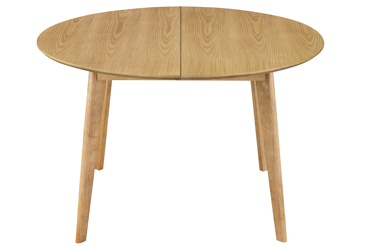 Table � manger ronde extensible finition ch�ne L120-150 cm LEENA