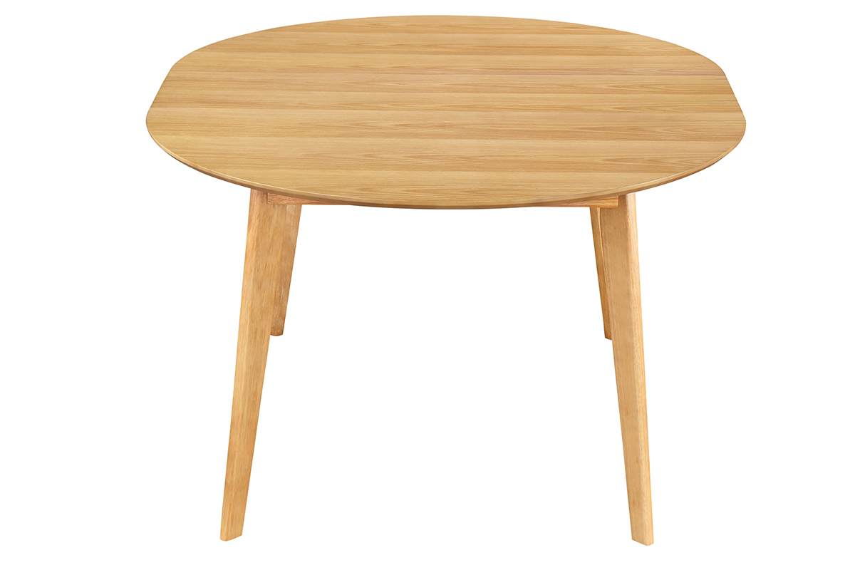 Table � manger ronde extensible finition ch�ne L120-150 cm LEENA