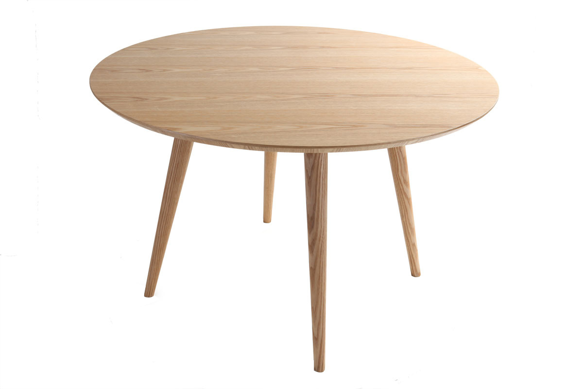 Table � manger ronde fr�ne D120 cm LIVIA