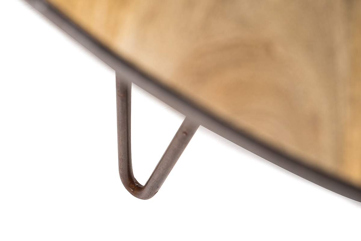 Pied en �pingle en m�tal de la table � manger en bois manguier massif.