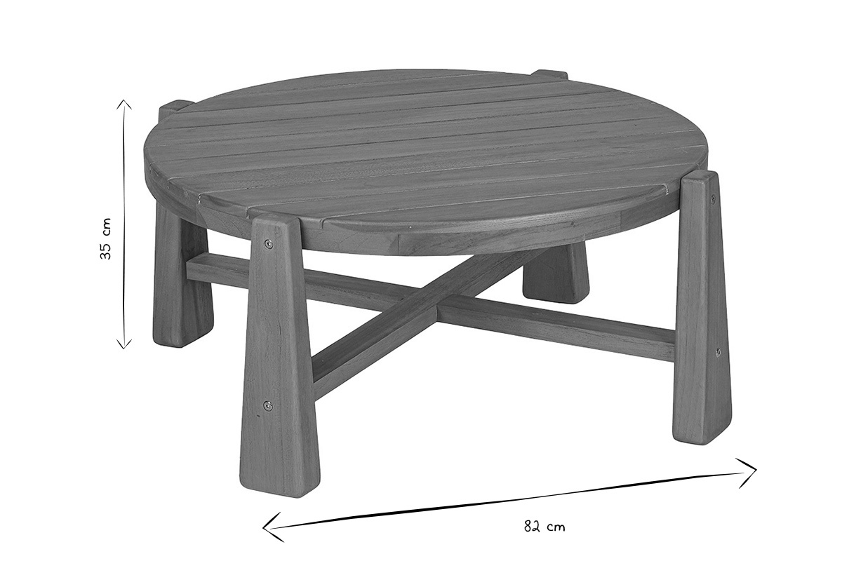 Table basse de jardin ronde en bois teck massif D82 cm CAROLINA