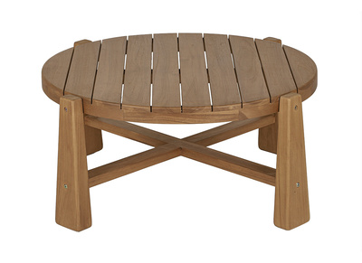 Table basse de jardin ronde en bois teck massif D82 cm CAROLINA