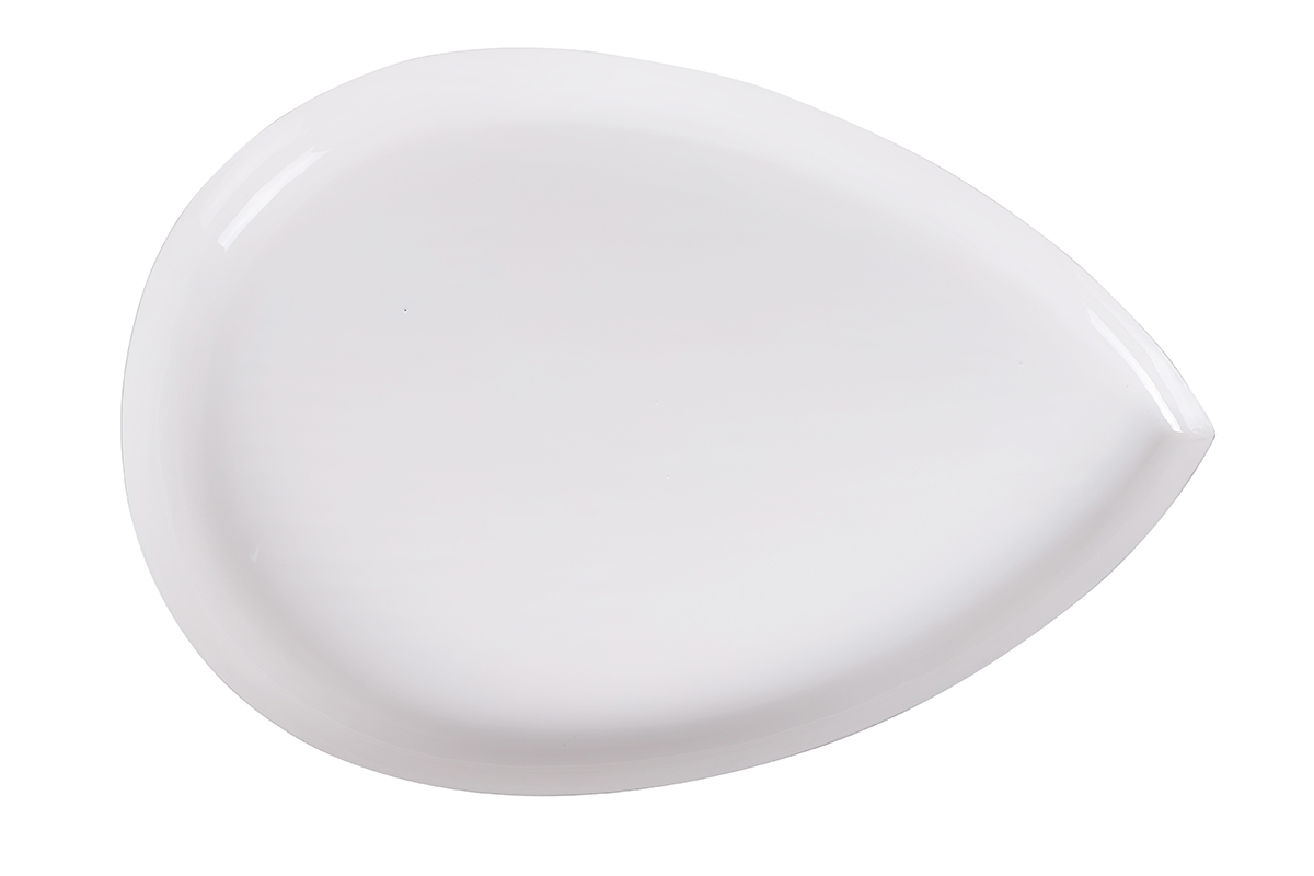 Table basse design en acier laqu� blanc et dor� L80 cm DROP
