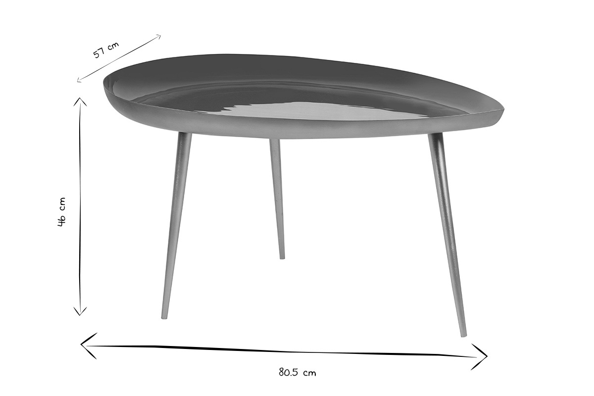 Table basse design en acier laqu� bleu canard et dor� L80 cm DROP