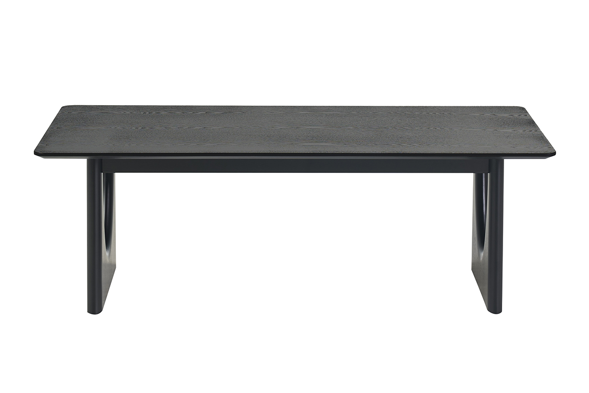 Table basse rectangulaire noire KUALA, vue de face, dimensions L120 x P60 x H40 cm.