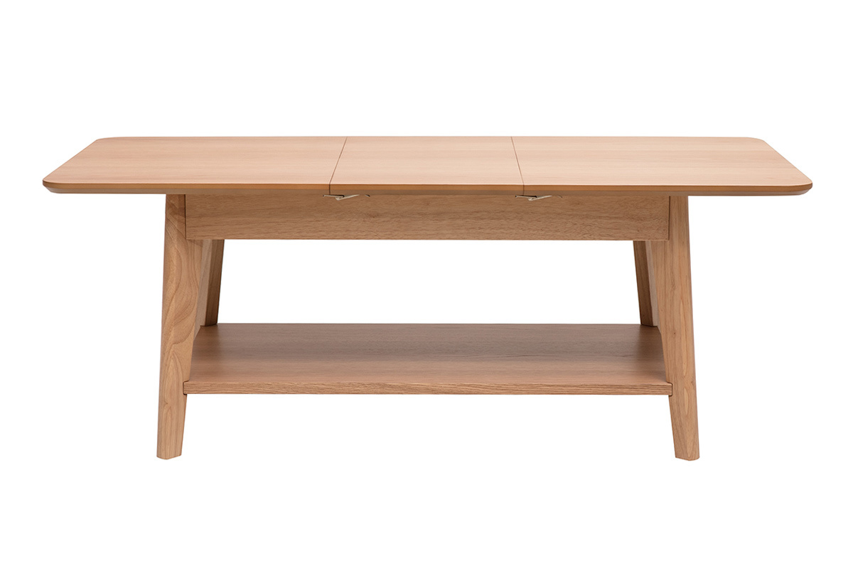 Table basse extensible rectangulaire en bois clair L90-120 cm VILI