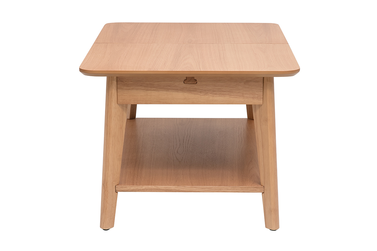 Table basse extensible rectangulaire en bois clair L90-120 cm VILI