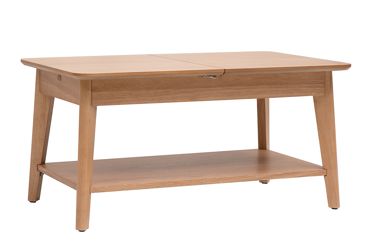 Table basse extensible rectangulaire en bois clair L90-120 cm VILI