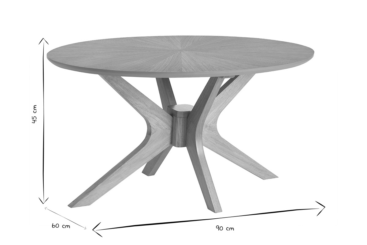 Table basse ovale bois clair ch�ne L90 cm avec pi�tement crois�, design raffin� et chaleureux