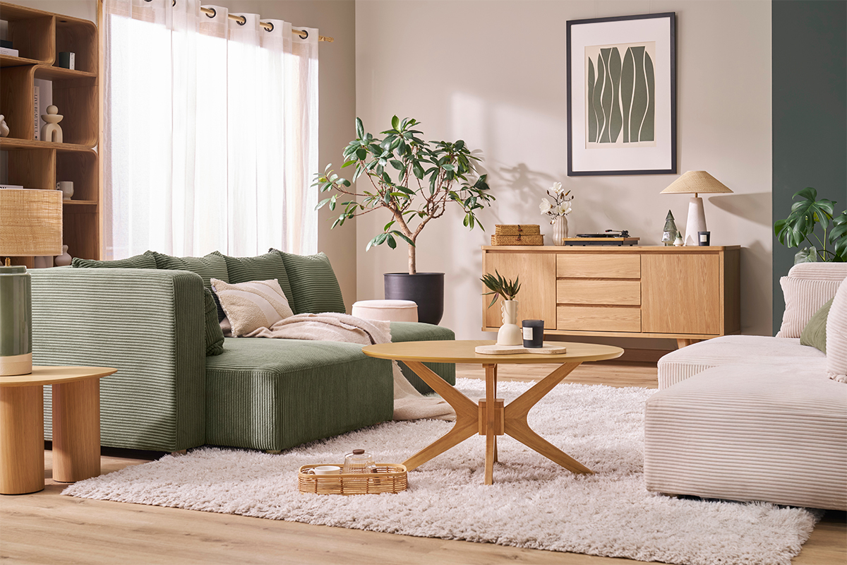 Table basse ovale bois clair ch�ne L90 cm DIELLI