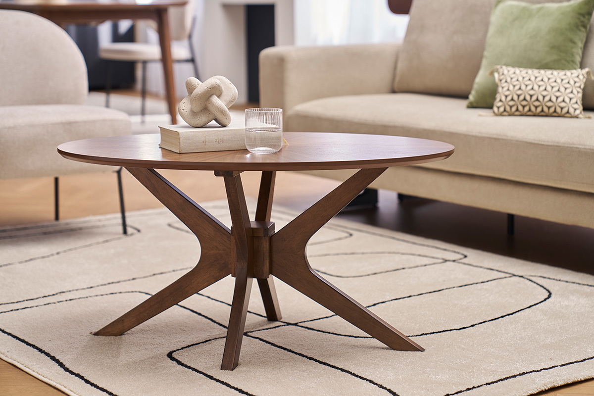 Table basse ovale bois fonc� noyer L90 cm DIELLI