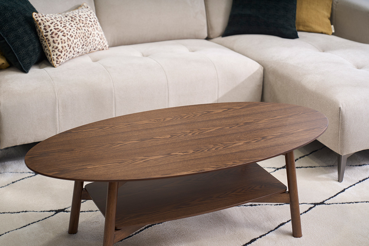 Table basse ovale en bois fonc� L120 cm HANAE